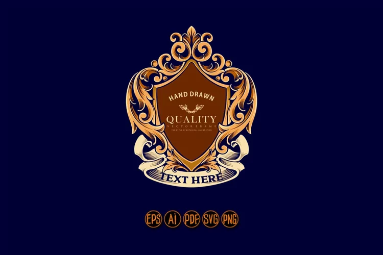 Vintage elegant shield badge with classic ribbon SVG