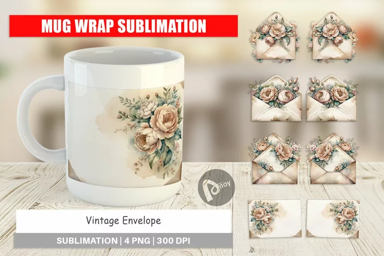 Mug Wrap Vintage Envelope