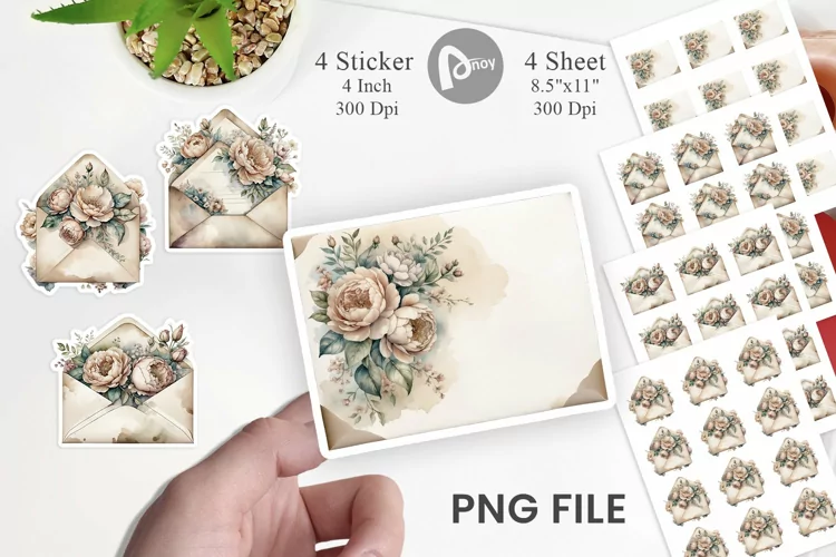 Vintage Envelope Sticker
