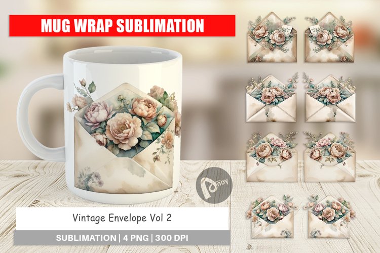 Mug Wrap Vintage Envelope example image 1