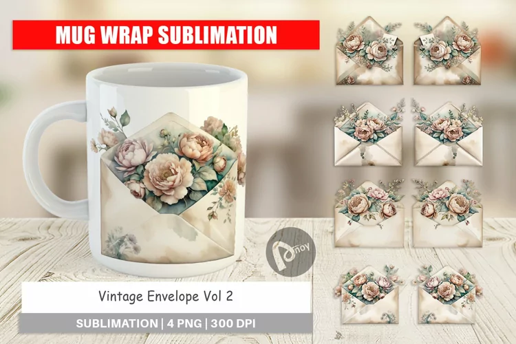 Mug Wrap Vintage Envelope