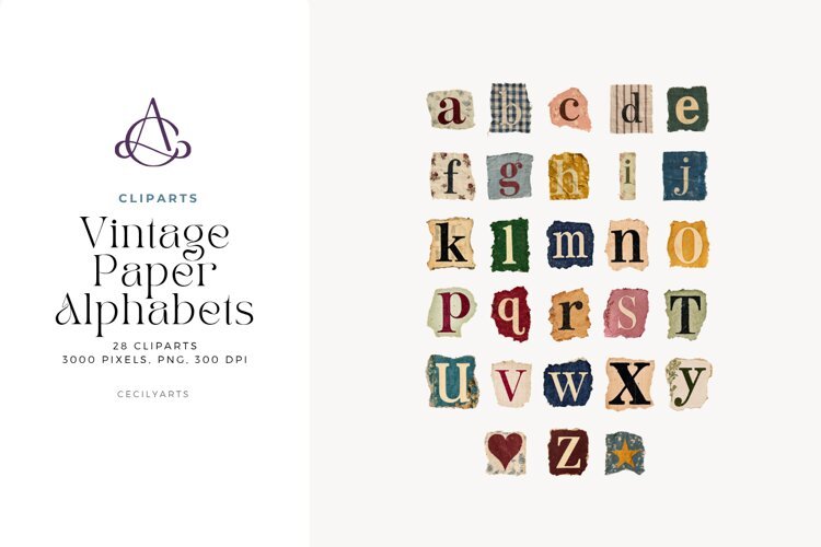 Vintage Fabric Lowercase Alphabet 28 PNG Cliparts example image 1