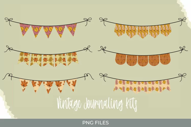 Vintage Fall Leaves Bunting Banner Set
