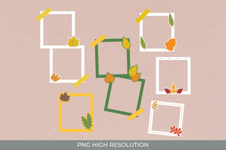 Scrapbooking Vintage Fall Leaves Frames Set