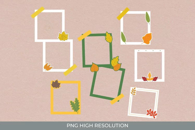 Scrapbooking Vintage Fall Leaves Frames Set