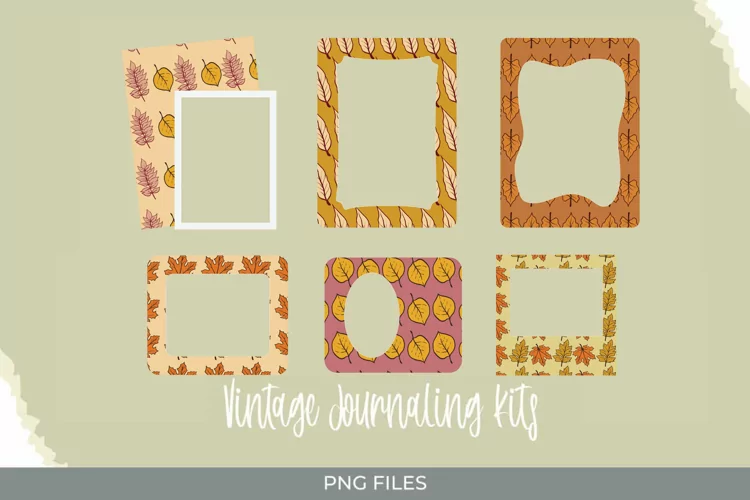 Scrapbooking Vintage Fall Leaves Frames Set