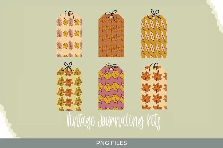 Vintage Fall Leaves Patterned Shaped Tags