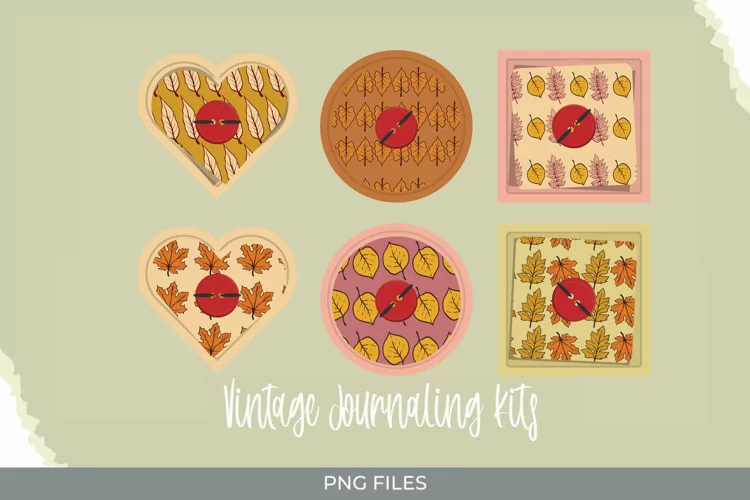 Vintage Fall Leaves Pattern Buttons