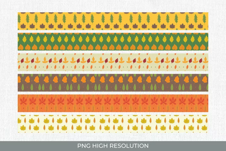 Vintage Fall Leaves Seamless Strips