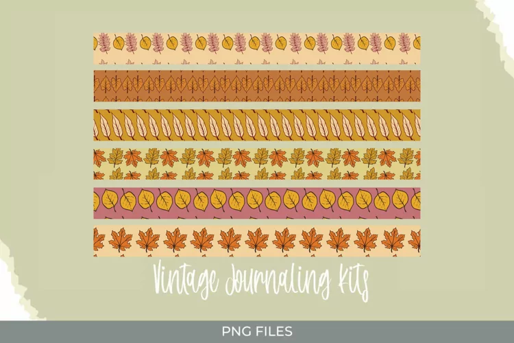 Vintage Fall Leaves Seamless Strips