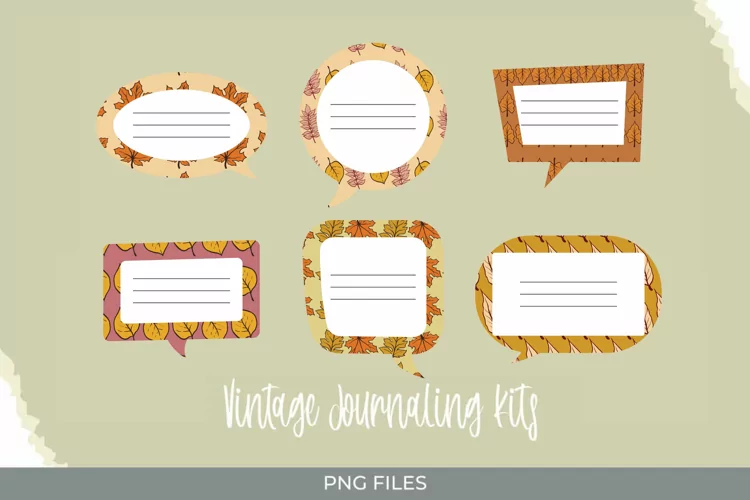 Vintage Fall Leaves Scrapbook Speech Bubbles