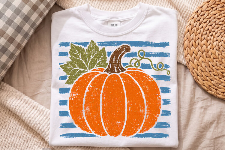 Vintage Fall Pumpkin Stripes Design, Pumpkin Design PNG example image 1