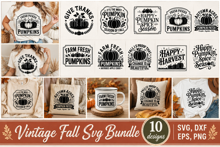 Vintage Fall Svg Bundle
