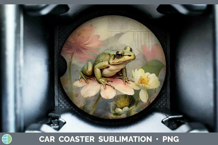 Vintage Farm Bullfrog Car Coaster Sublimation Coaster Design