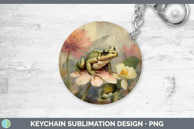 Vintage Farm Bullfrog Keychain Sublimation Keyring Designs