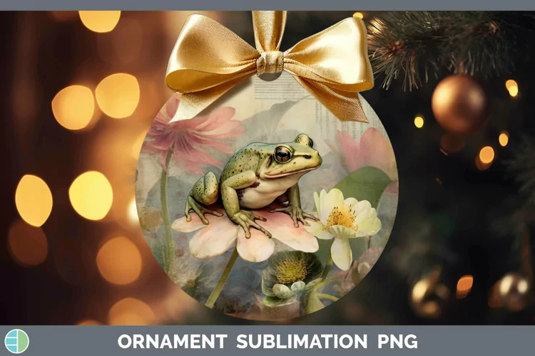 Vintage Farm Bullfrog Ornament Sublimation Bauble Designs