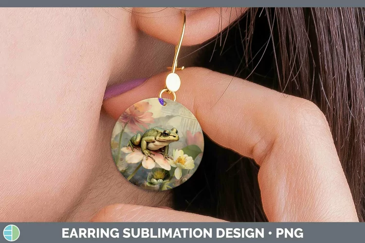 Vintage Farm Bullfrog Round Earrings Sublimation Earrings De