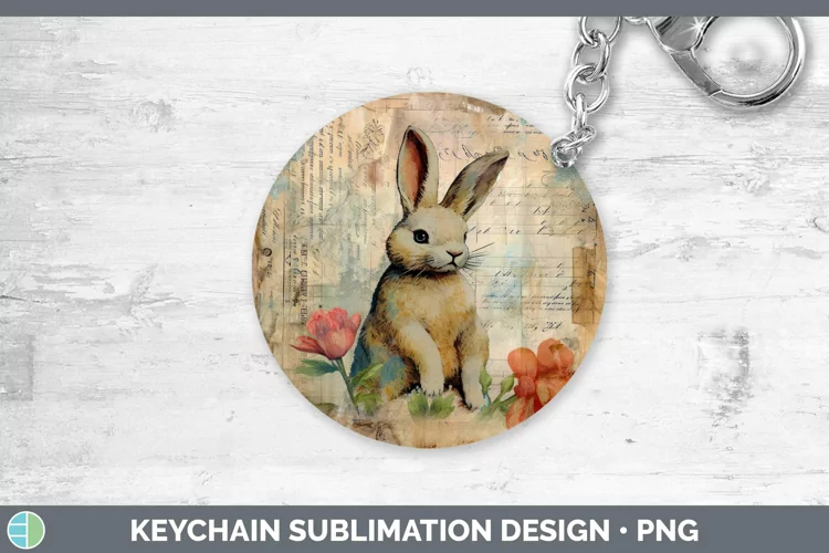 Vintage Farm Bunny Keychain Sublimation Keyring Designs