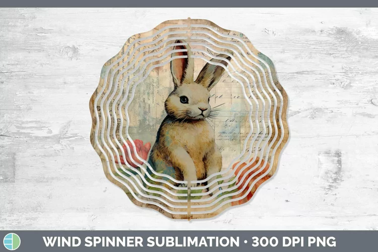Vintage Farm Bunny Wind Spinner Sublimation Spinner Designs
