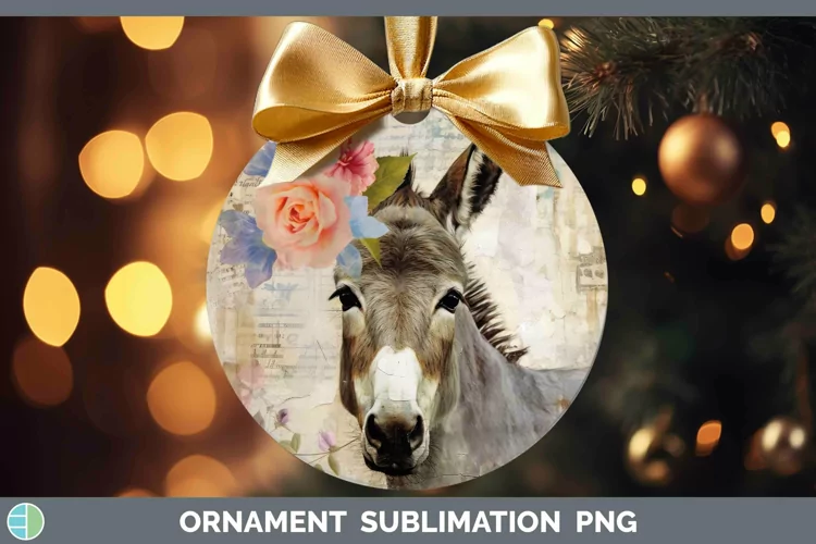 Vintage Farm Donkey Ornament Sublimation Bauble Designs