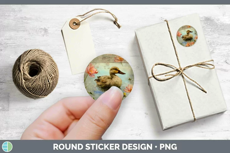 Vintage Farm Duck Stickers | Round Labels Designs