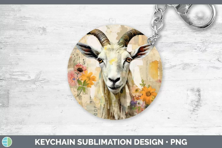 Vintage Farm Goat Keychain Sublimation Keyring Designs