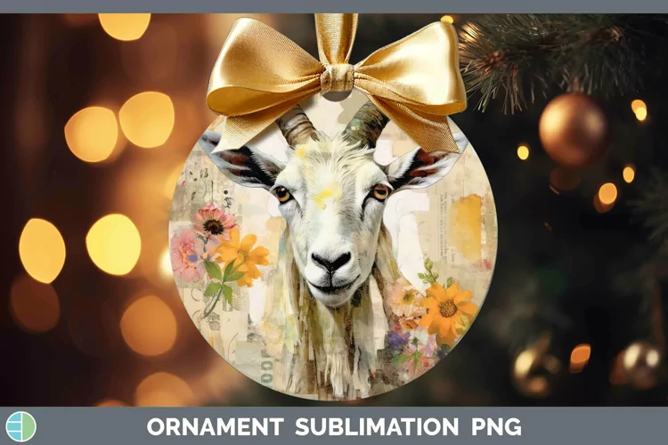 Vintage Farm Goat Ornament Sublimation Bauble Designs