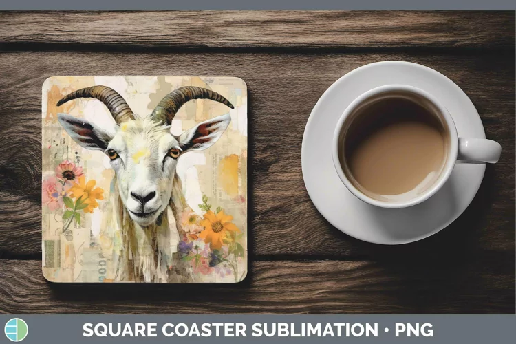 Vintage Farm Goat Square Coaster Sublimation Coaster Designs