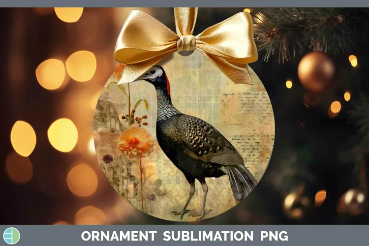 Vintage Farm Guinea Hen Ornament Sublimation Bauble Designs
