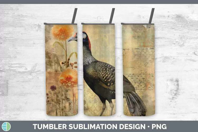 Vintage Farm Guinea Hen Tumbler Sublimation 20 oz Skinny Tum