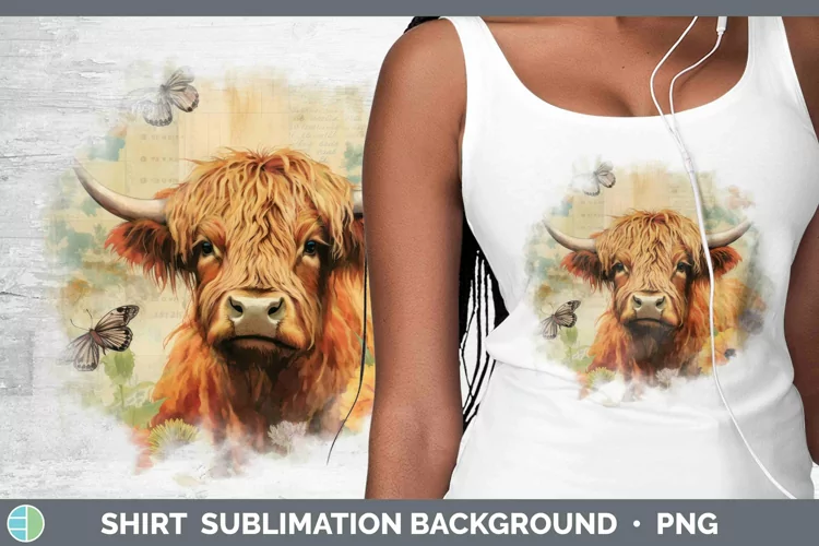 Vintage Farm Highland Cow Shirt Sublimation Sublimation Back