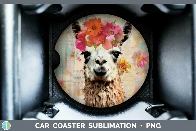 Vintage Farm LLama Car Coaster Sublimation Coaster Designs