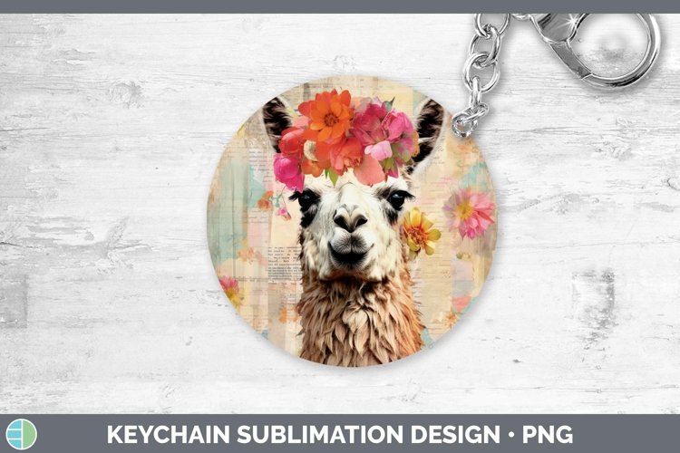 Vintage Farm LLama Keychain Sublimation Keyring Designs
