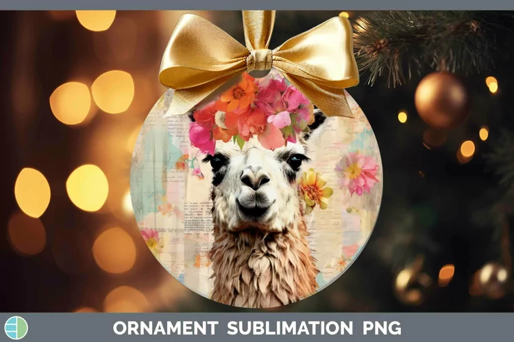 Vintage Farm LLama Ornament Sublimation Bauble Designs