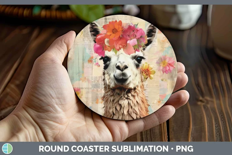 Vintage Farm LLama Round Coaster Sublimation Coaster Designs