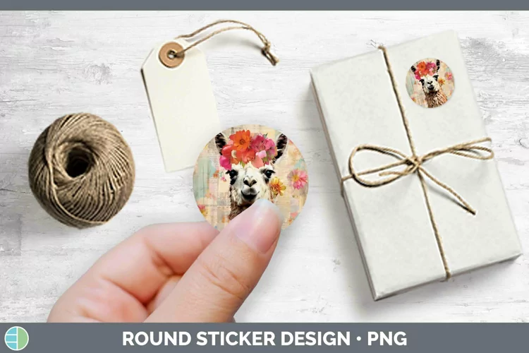 Vintage Farm LLama Stickers | Round Labels Designs
