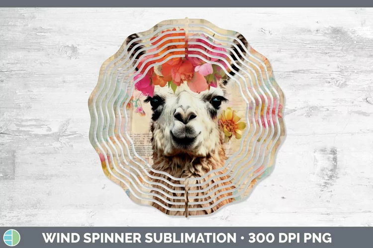 Vintage Farm LLama Wind Spinner Sublimation Spinner Designs