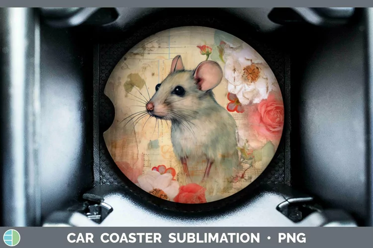 Vintage Farm Mouse Car Coaster Sublimation Coaster Designs