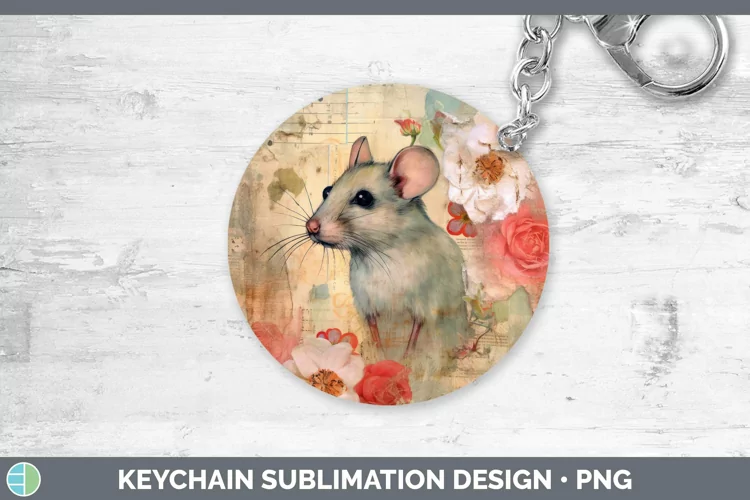 Vintage Farm Mouse Keychain Sublimation Keyring Designs