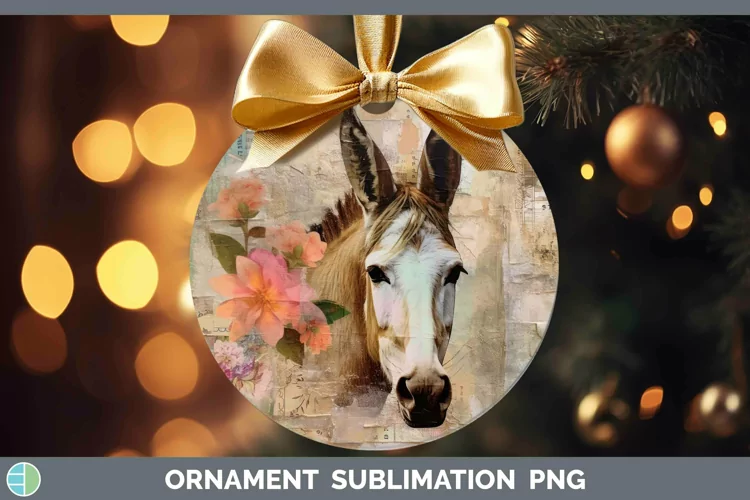 Vintage Farm Mule Ornament Sublimation Bauble Designs