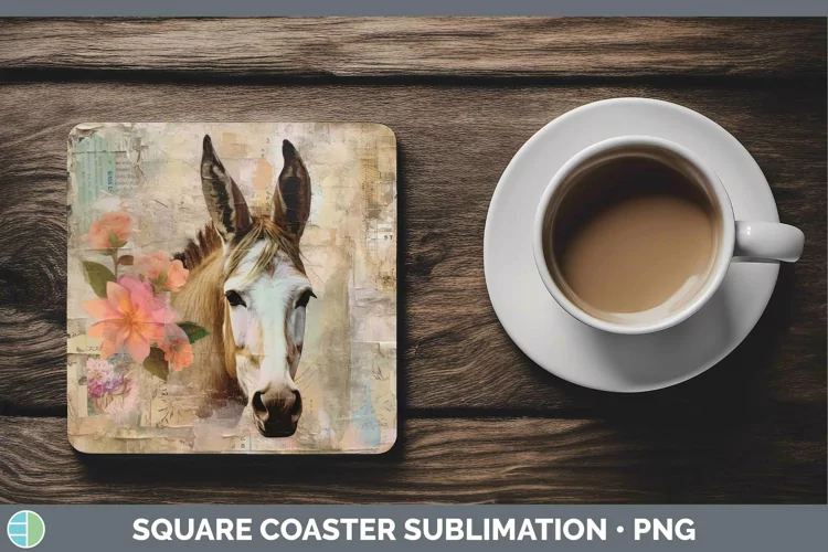 Vintage Farm Mule Square Coaster Sublimation Coaster Designs