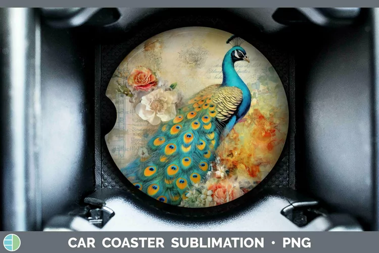 Vintage Farm Peacock Car Coaster Sublimation Coaster Designs