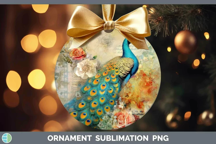 Vintage Farm Peacock Ornament Sublimation Bauble Designs