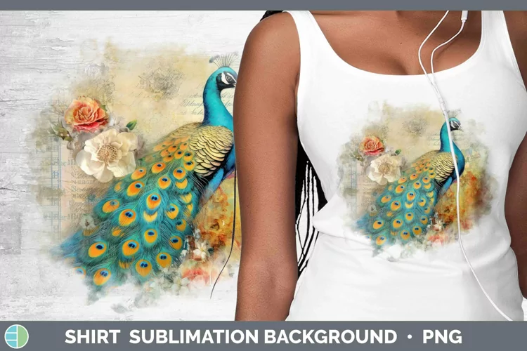 Vintage Farm Peacock Shirt Sublimation Sublimation Backgroun