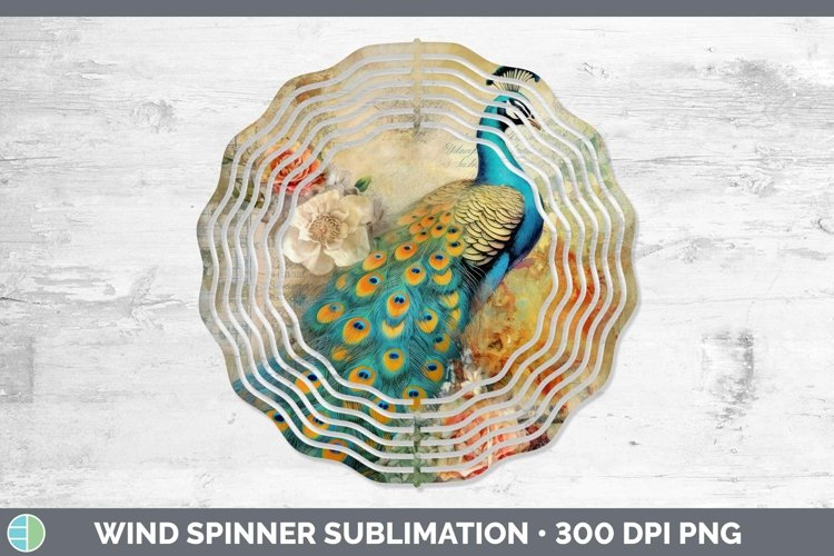 Vintage Farm Peacock Wind Spinner Sublimation Spinner Design