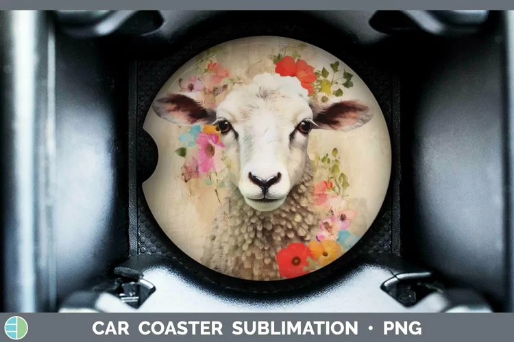 Vintage Farm Sheep Car Coaster Sublimation Coaster Designs