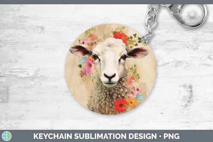 Vintage Farm Sheep Keychain Sublimation Keyring Designs