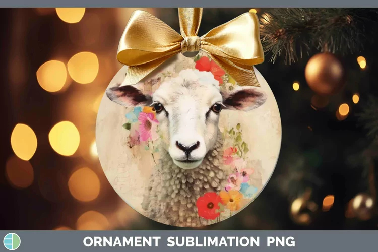 Vintage Farm Sheep Ornament Sublimation Bauble Designs