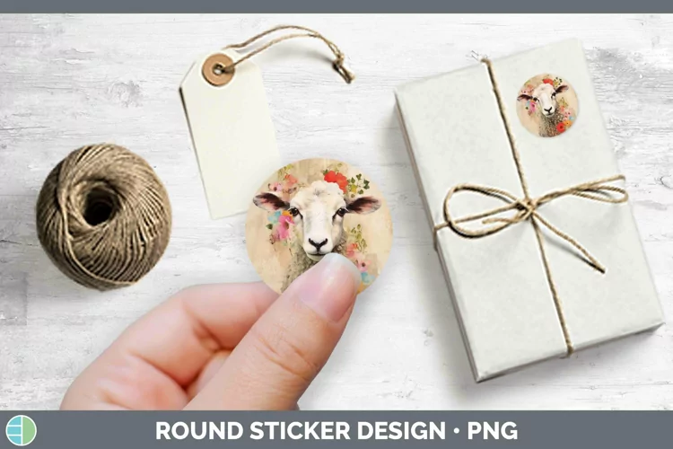 Vintage Farm Sheep Stickers | Round Labels Designs
