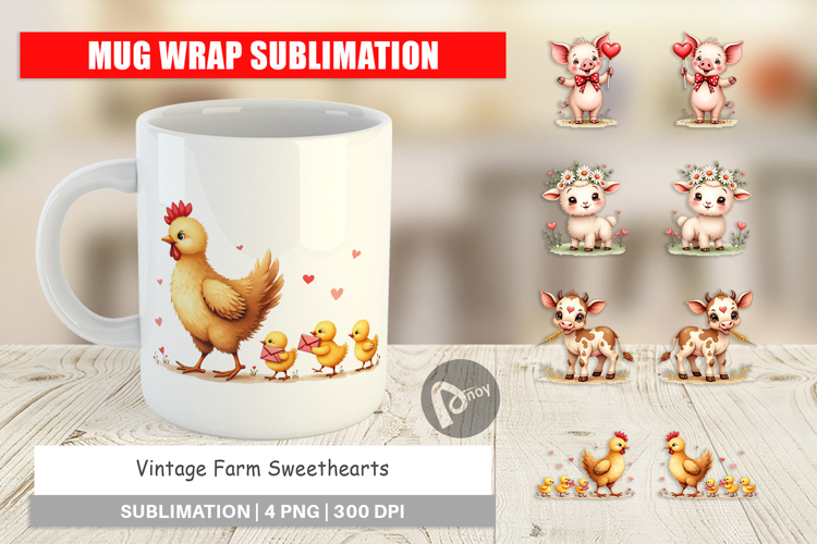 Vintage Farm Valentine Mug Wrap